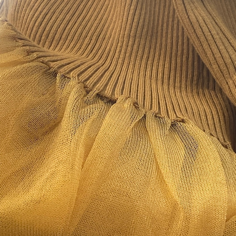 By Anthropologie Sheer Panel Maxi Sweater Dress new nwt size M gold color - Picture 7 of 7